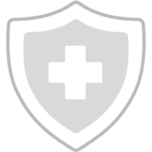 Healthcare Staffing: A gray shield icon with a black cross in the center, symbolizing healthcare, safety, or medical services in a grayscale style.