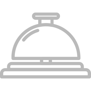 Hospitality Staffing: A gray outline of a service bell, symbolizing customer service, hospitality, or assistance.