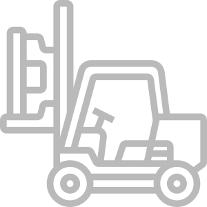 Light Industrial Staffing: A gray outline of a forklift, symbolizing warehouse operations, logistics, or material handling.