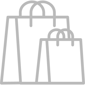 Retail Staffing: A gray outline of two shopping bags, symbolizing retail or consumer purchases.